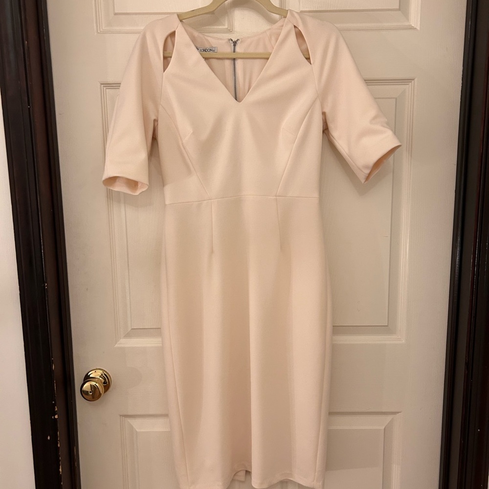 Maggy London Cream V-Neck Peekaboo Dress - Picture 7 of 7